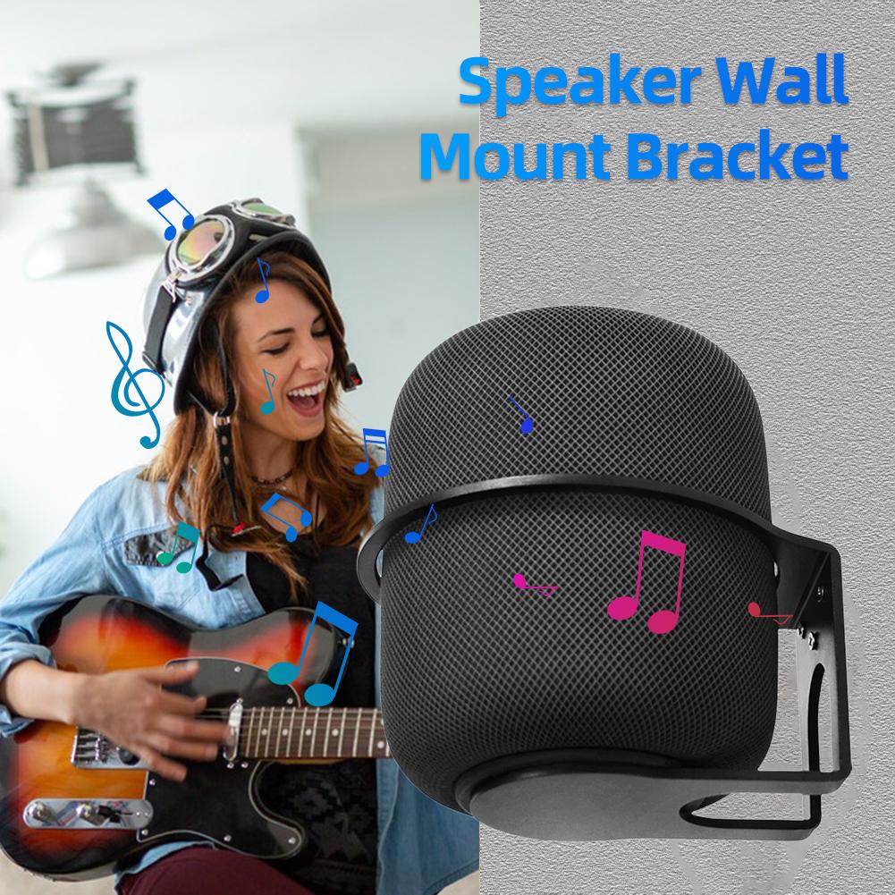 For Homepod 2 Smart Speaker Wall Mounted Bracket For Homepod2 Speaker Aluminum Alloy Metal Stand Space Save Speaker Storage Rack nero
