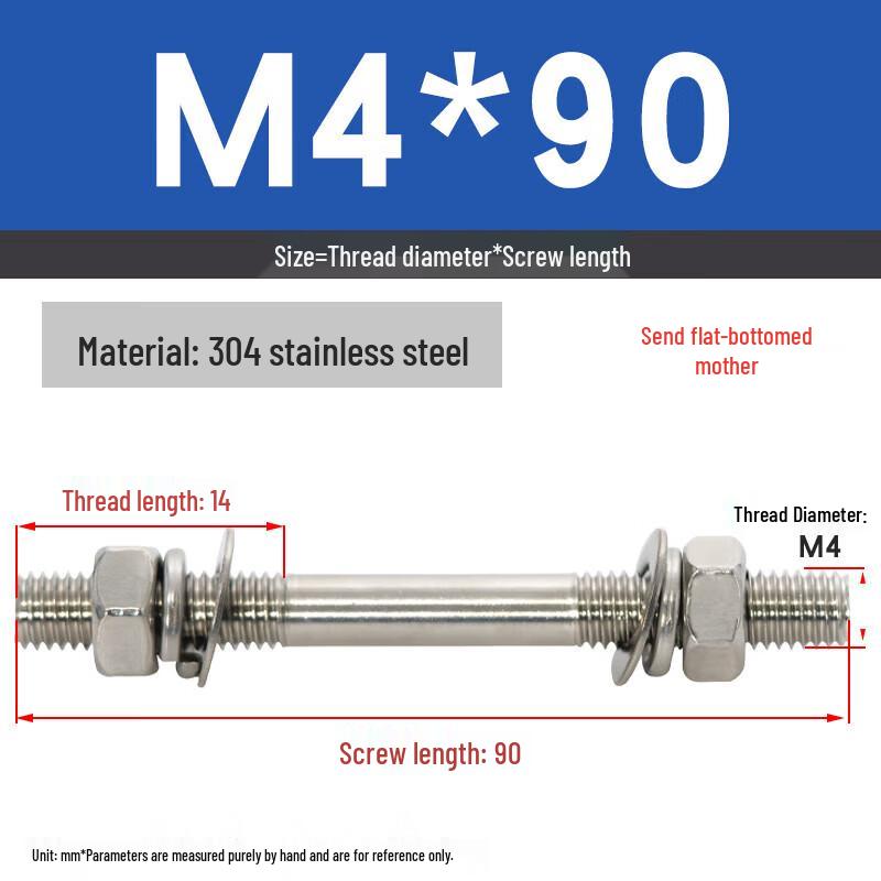 

304 Stainless Steel Double-Ended Threaded Rod and Nut Set