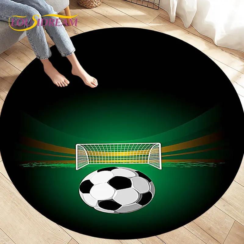 3D Cartoon Soccer Football Circle Area Rug Large,Round Carpet Rug for Living Room Bedroom Sofa Decoration,Kids Play Floor Mat