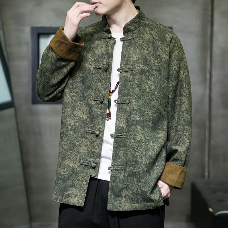 Men's Chinese Style Jacket - Spring/Autumn Hanfu Tea Suit, Zhongshan Suit, Stand-Up Collar Tang Jacket
