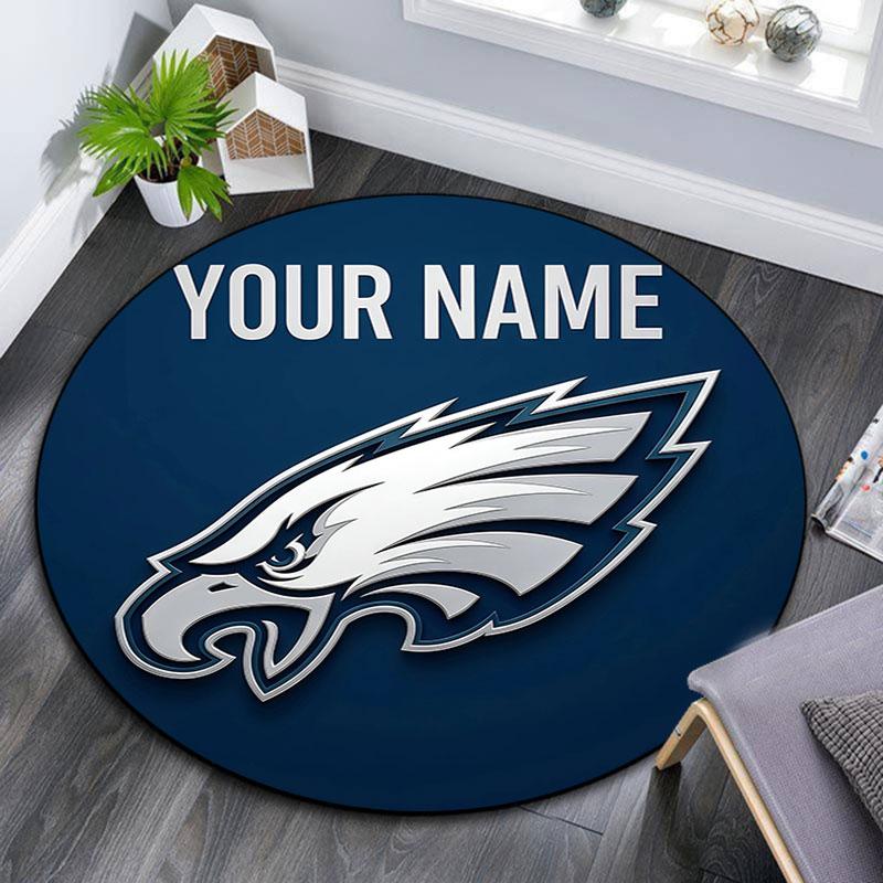 Custom Name,Philadelphia Eagles pattern round rug,Carpet Rug for Living Room Bedroom Playroom ,Non-slip Floor Mat,Holiday Gifts and Birthday Gifts.