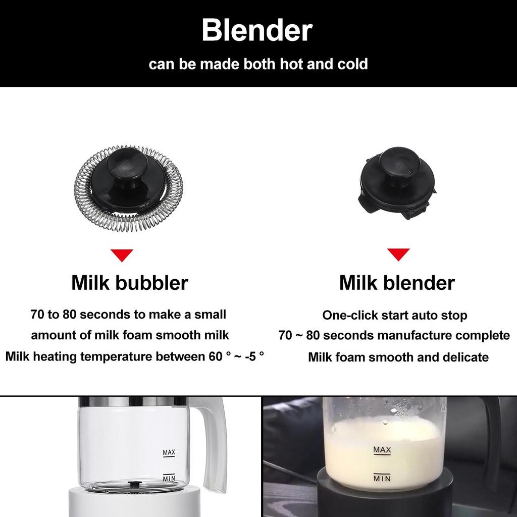 Household Small Milk Foam Machine, Separate Handheld Electric Milk Beater, Hot and Cold Stirring Milk Heater, Capacity: 450ml Abs + Glass YJKJ