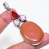 Natural Red Sunstone, Kunzite 925 Sterling Silver Jewelry Pendant 2.76" ZS-823