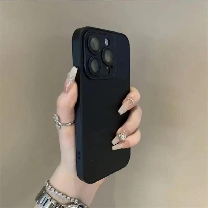 Luxury Leather Colorful Case for iPhone 16 15 14 Plus 13 12 11 Pro Max Soft Silicone Bumper Matte Shockproof Simple Cover