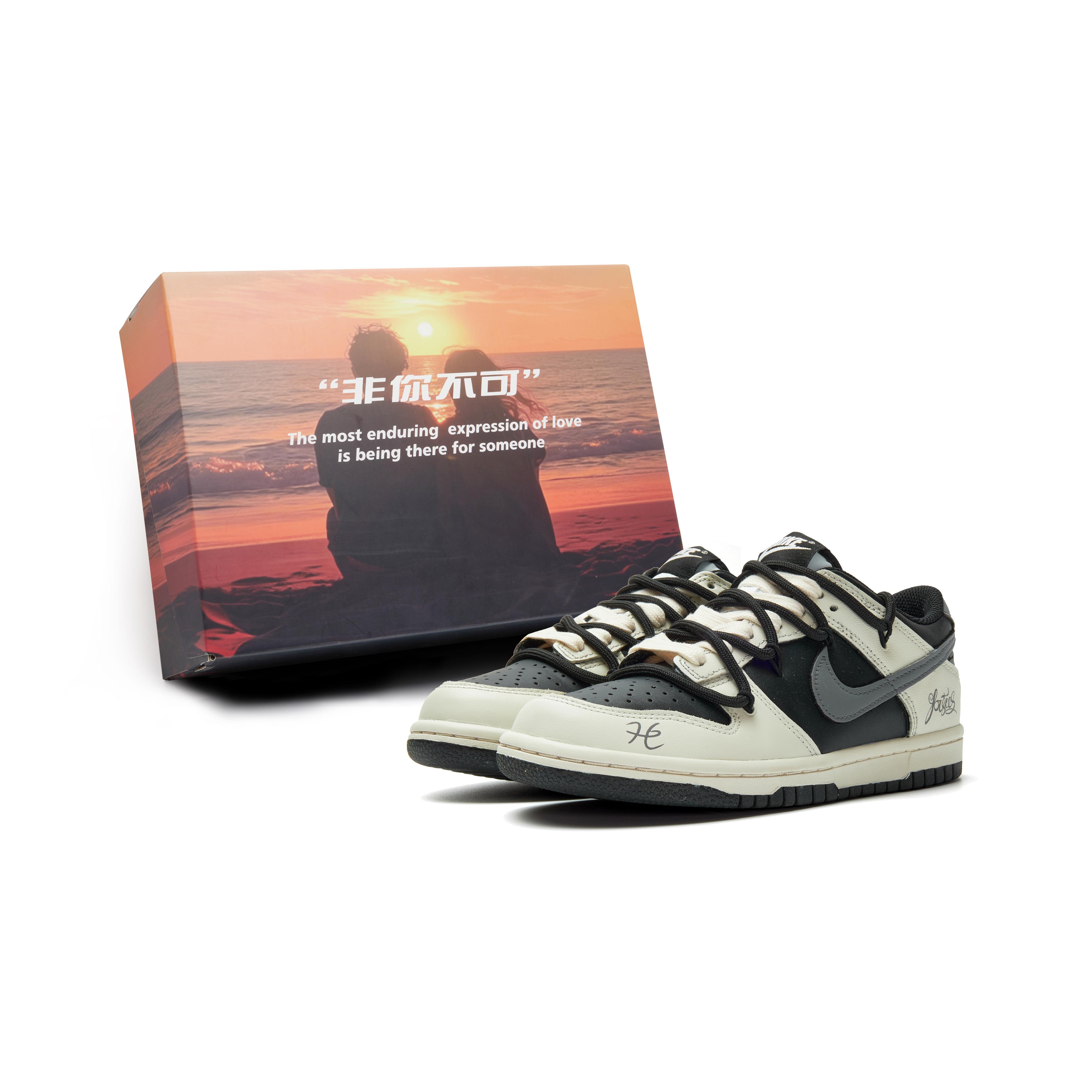 

Nike Dunk Abrasion Resistant Low top Skateboard Shoes Unisex Beige Gray Black HF5441-100(Team970-) 35.5
