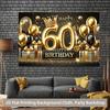 2D flach elegant schwarz und gold 60. Geburtstag Hintergrundbanner und Ballons Hochwertiger Druck Eventplaner Polyester
