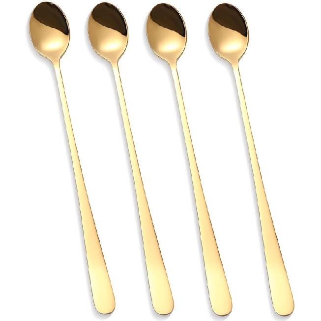 Stainless Steel Long Handle Iced Tea Spoons, Stirring Spoon, Ice Cream Spoon, 8.78-Inch/22.M Long Teaspoons for Stirring Coffee, Mixing Cocktail,