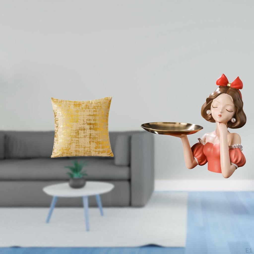 Elegant Home Decoration Cushion Cover And Modern Art Resin Princess Statue Key Holder Tray for