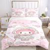 3pcs Pink Flowers My Melody Bedding Set, Including 1 Quilt Cover and 2 Pillow Shams, Without Filling, Soft and Comfortable Home Bedroom Fabr