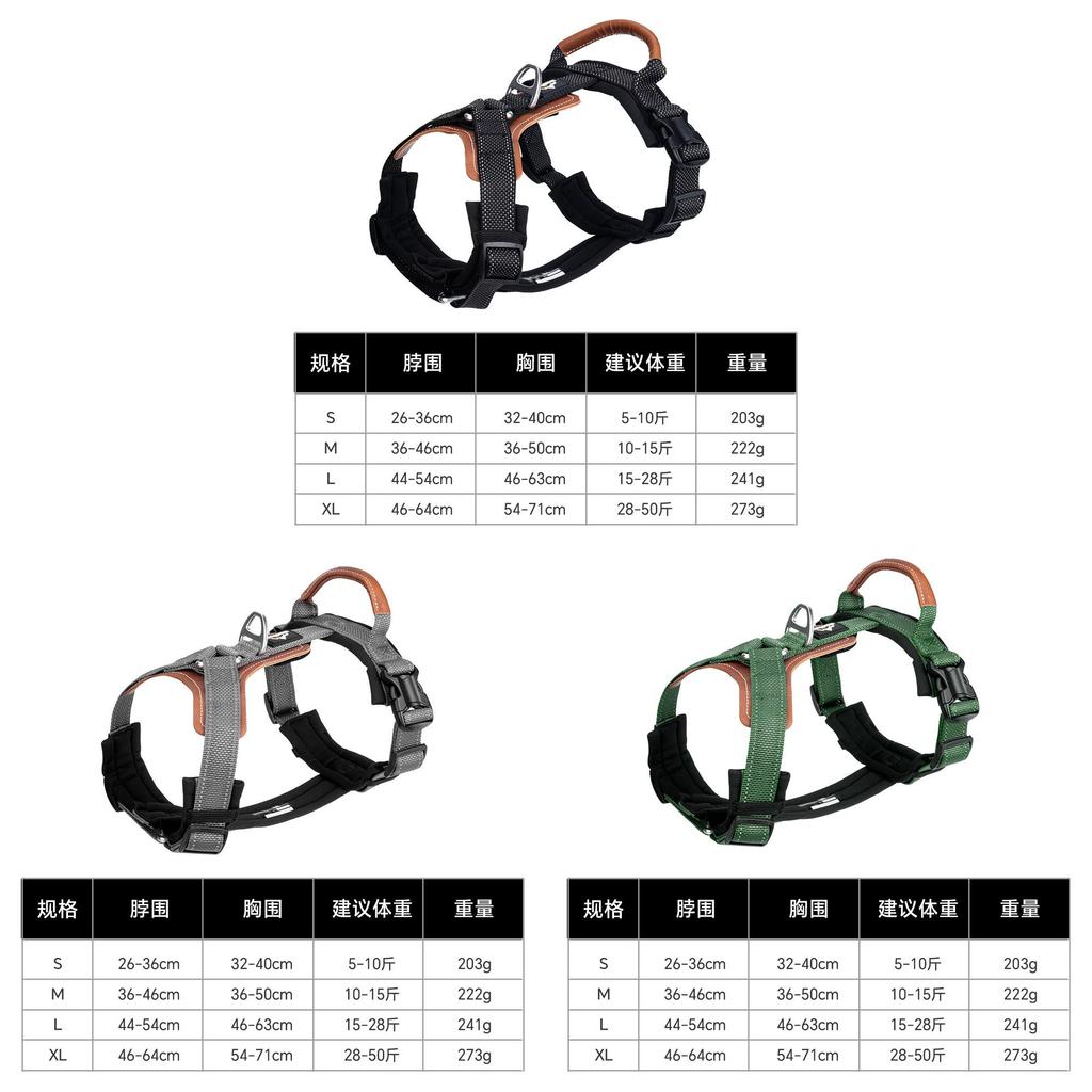 Pet Harness With Reinforced Leather Back Support No Resist Durable For Active Dogs