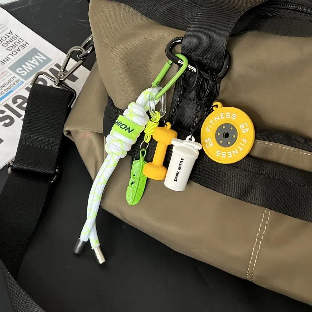with D-shaped Buckle Fitness Series Pendant Colorful Simulation Dumbbells Keyring  Fitness Prople