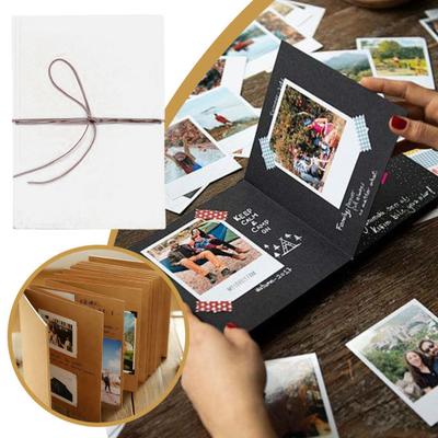 Scrapbook Album Stretchable Folding Hardcover DIY Handmade Photo Album Couples Memory Book Valentine's Day Anniversary