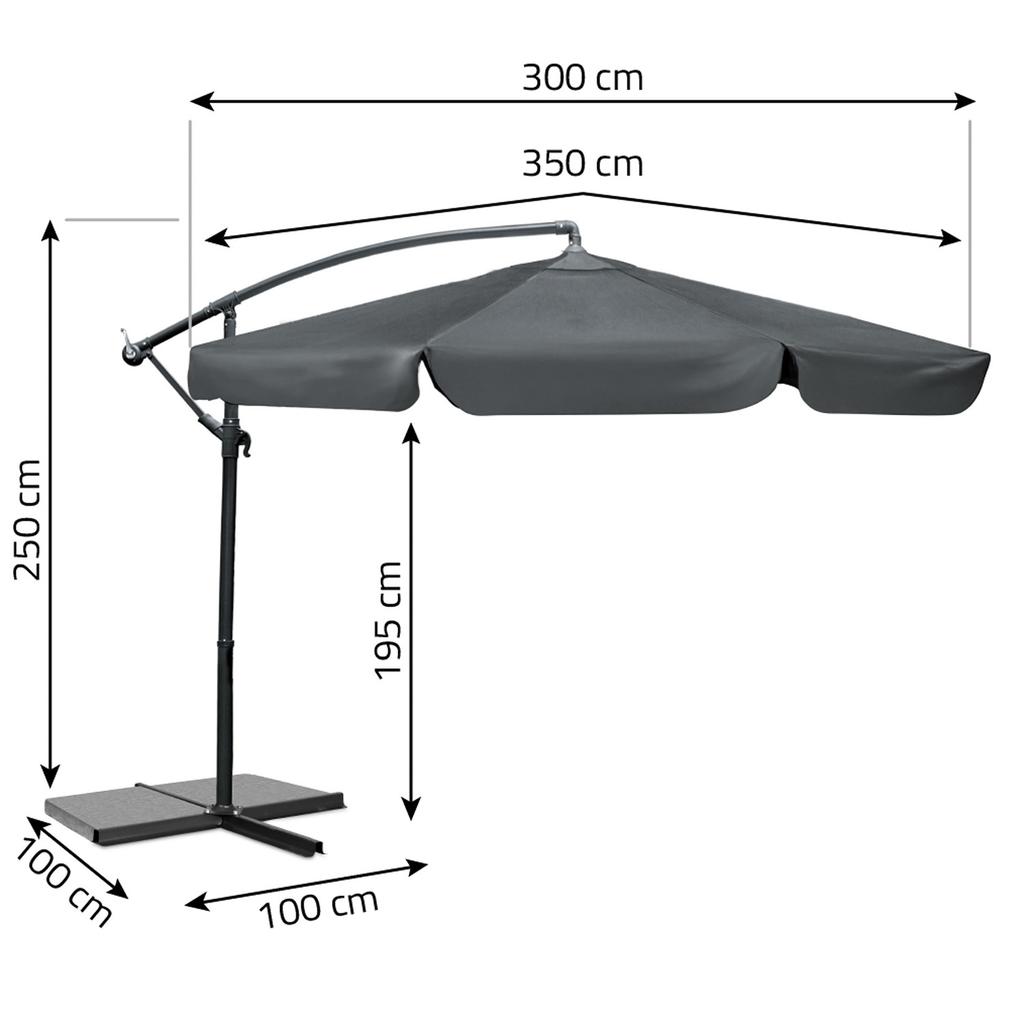 Folding Garden Umbrella, 6 Sections, 350 Cm, With Cover, Plonos Pl-880