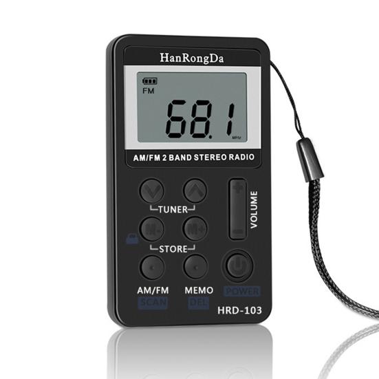 HRD-103 Digital Radio Band 1.5 Inch Rechargeable Dual LCD Display Mini Portable FM/AM