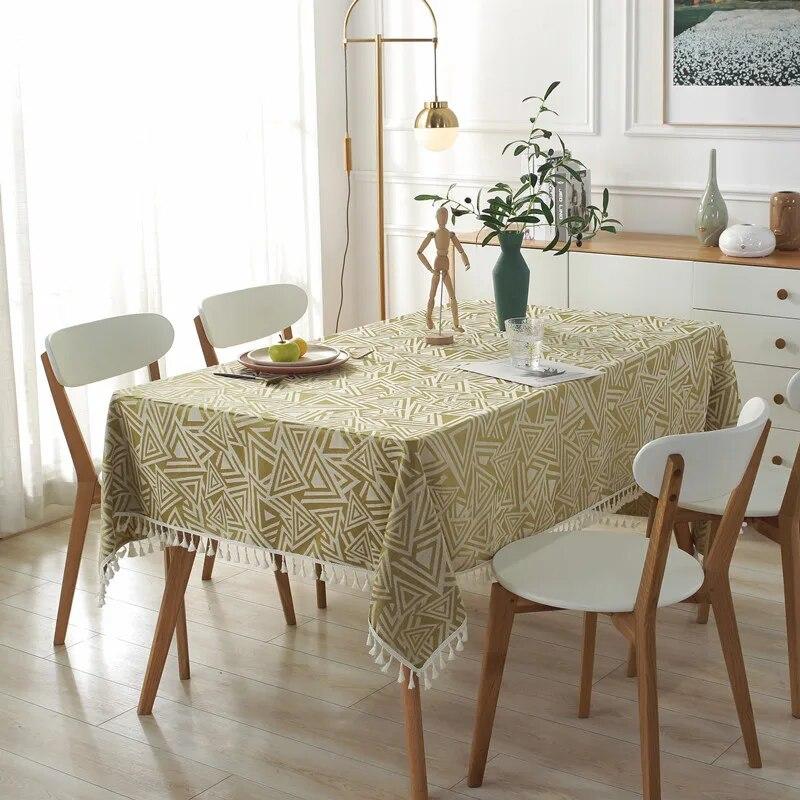 

Жаккардовая треугольная скатерть с имитацией хлопка и льна с кисточками, прямоугольная скатерть для чайного стола 90x90cm