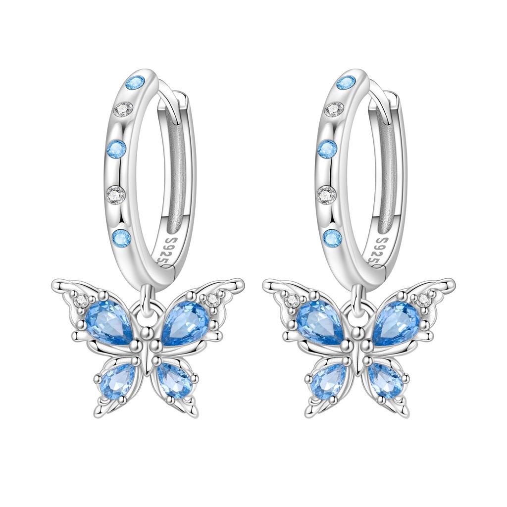 Orstarry 925 Sterling Silver 18k Golden Butterfly Insect Drop Earrings Women Earrings Birthday Party Jewelry Fine Original Gifts