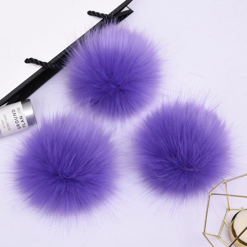 1PC Faux Fur Pompom Hat Ball Hairball DIY Handmade Pom Poms for Handcraft Colorful False Pompon With Rubber Band Hat Accessories