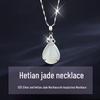 Halsband i sterlingsilver med Hetian-jade i droppform - Elegant födelsedagspresent för kvinnor