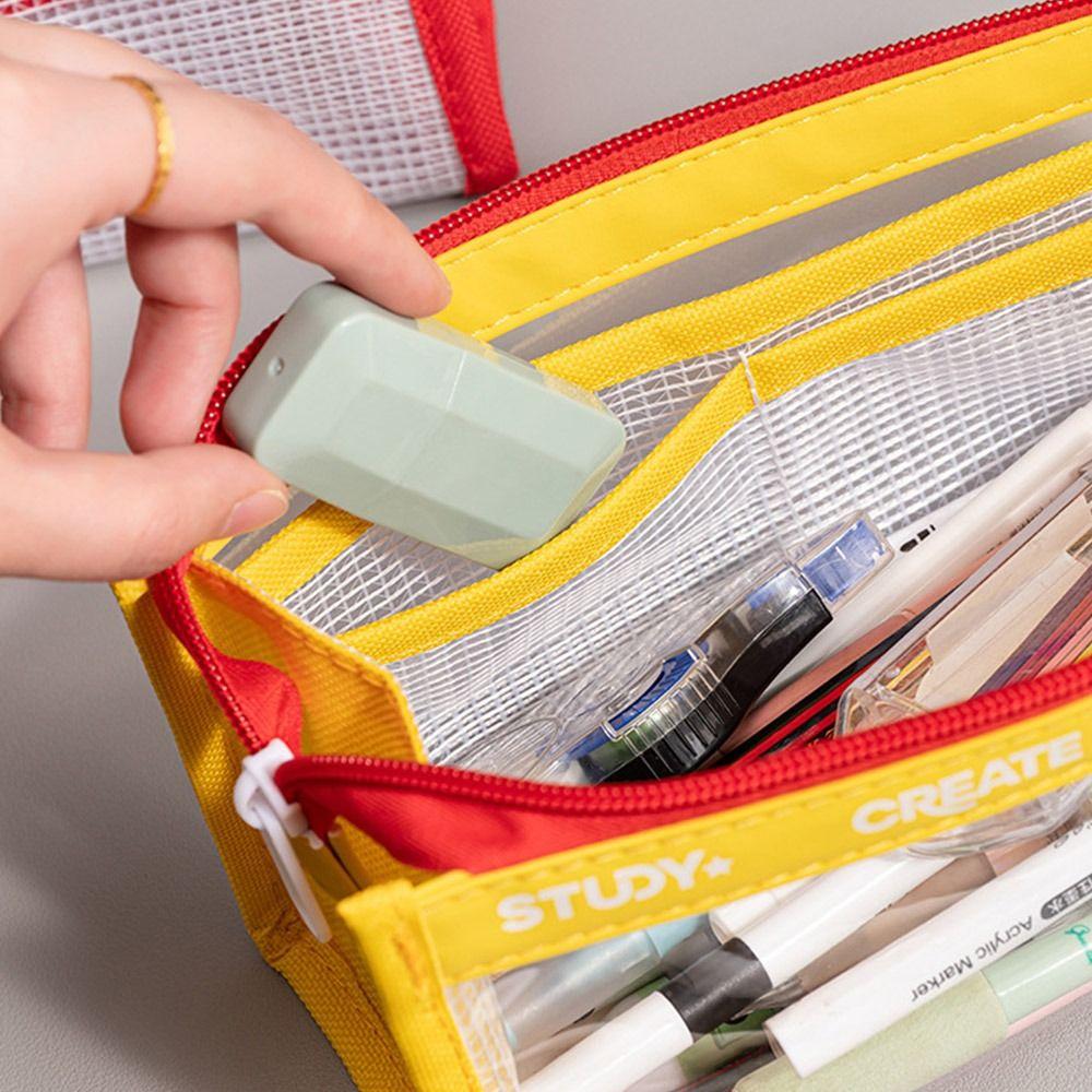 Visible Transparent Pencil Case Multiple Layers Stationery Organizer New Pen Bag for Students