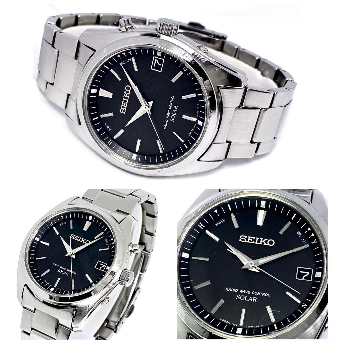 SEIKO Seiko Radio solar Wristwatch Lumibrite Black dial x silver hands Made in Japan