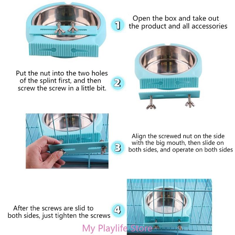 Haustier-Transportbox-Schüsseln Hundenapf Abnehmbarer Edelstahl Hängender Futterspender Schüssel für Futter und Wasser für Hunde Katzen Käfig, Zwinger