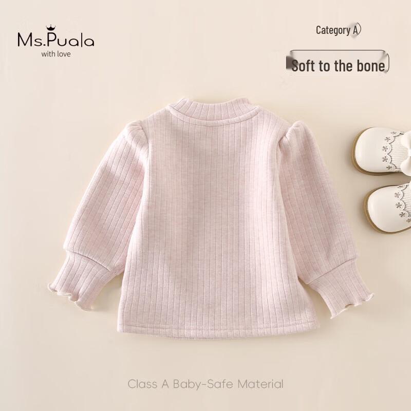 MS.PUALA Toddler Girls' Embroidered Fleece-Lined Winter Thermal Top