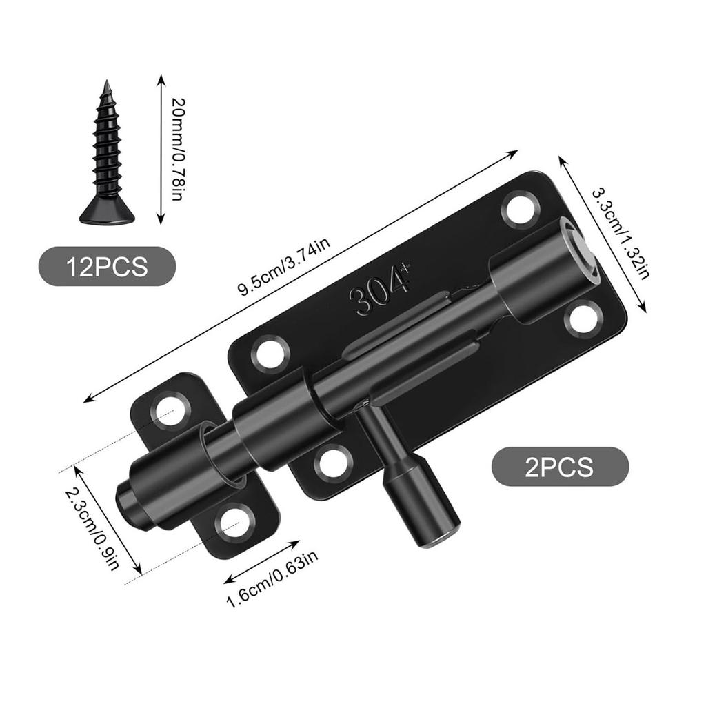 Modern Sliding Door Lock Stainless Steel Black Simple Installation Door Latches For Outdoor Door