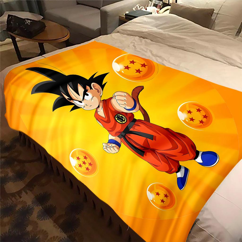 1pz Coperta in Flanella con Stampa Son Goku, Alta Qualità per Tutte le Stagioni, Decorazione per la Casa, Calore e Comfort, Perfetta per Regali di Natale