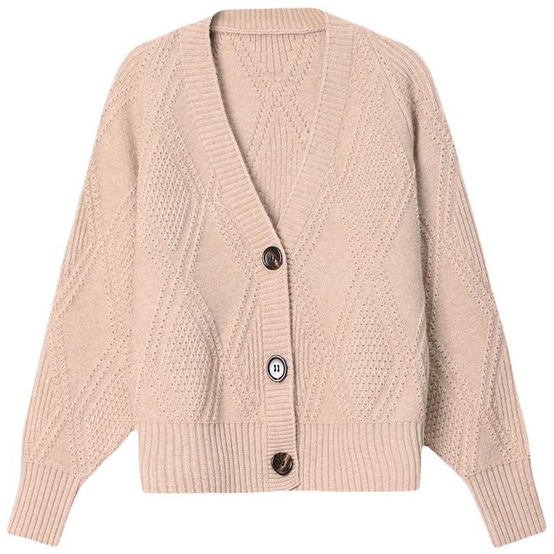 Cardigan Tricotat pentru Femei Top Larg Culoare Solidă Pulover cu Gât în V pentru Femei Toamnă și Iarnă