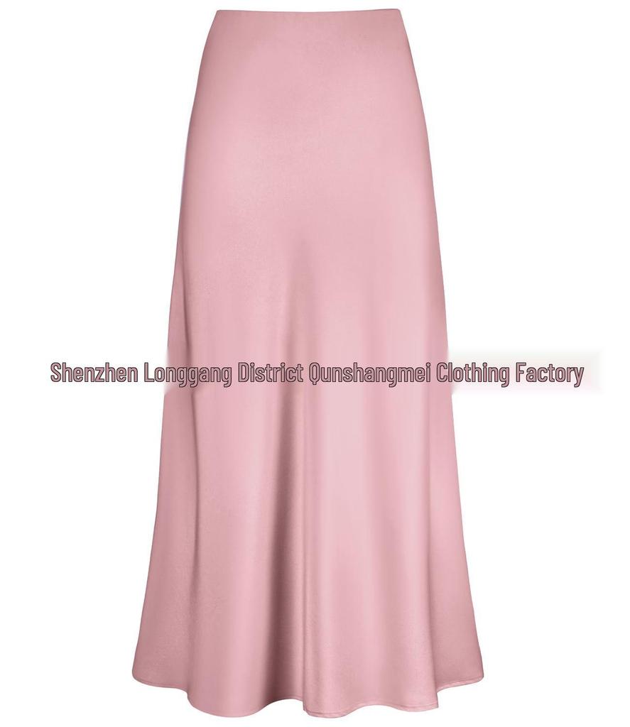 Elegant High Waist Fishtail Satin Midi Skirt for Women