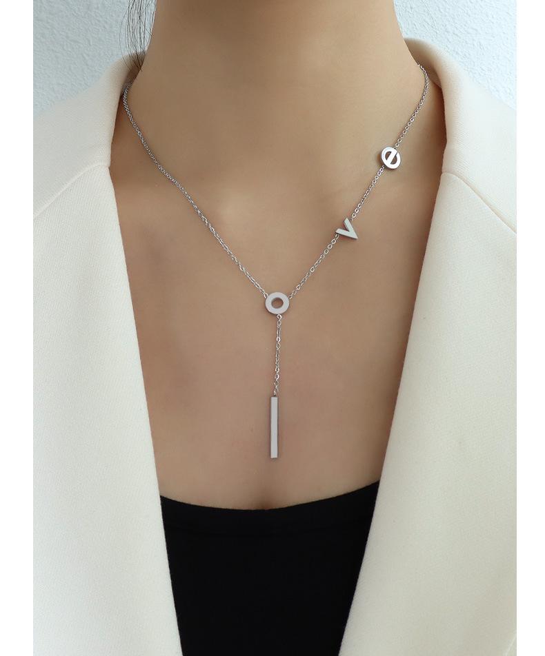 Korean 18K Gold Plated Titanium Love Pendant Necklace for Women - P025