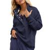 Womens Loose Half Button Collar Long Sleeve Casual Sweatshirt