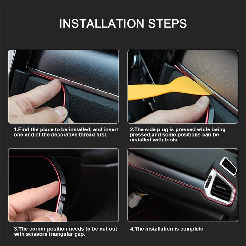 5M Universal Car Moulding Decoration Flexible Strips Car Interior Dashboard Door Gap Cover Trim Strip Accessoires With Scraper