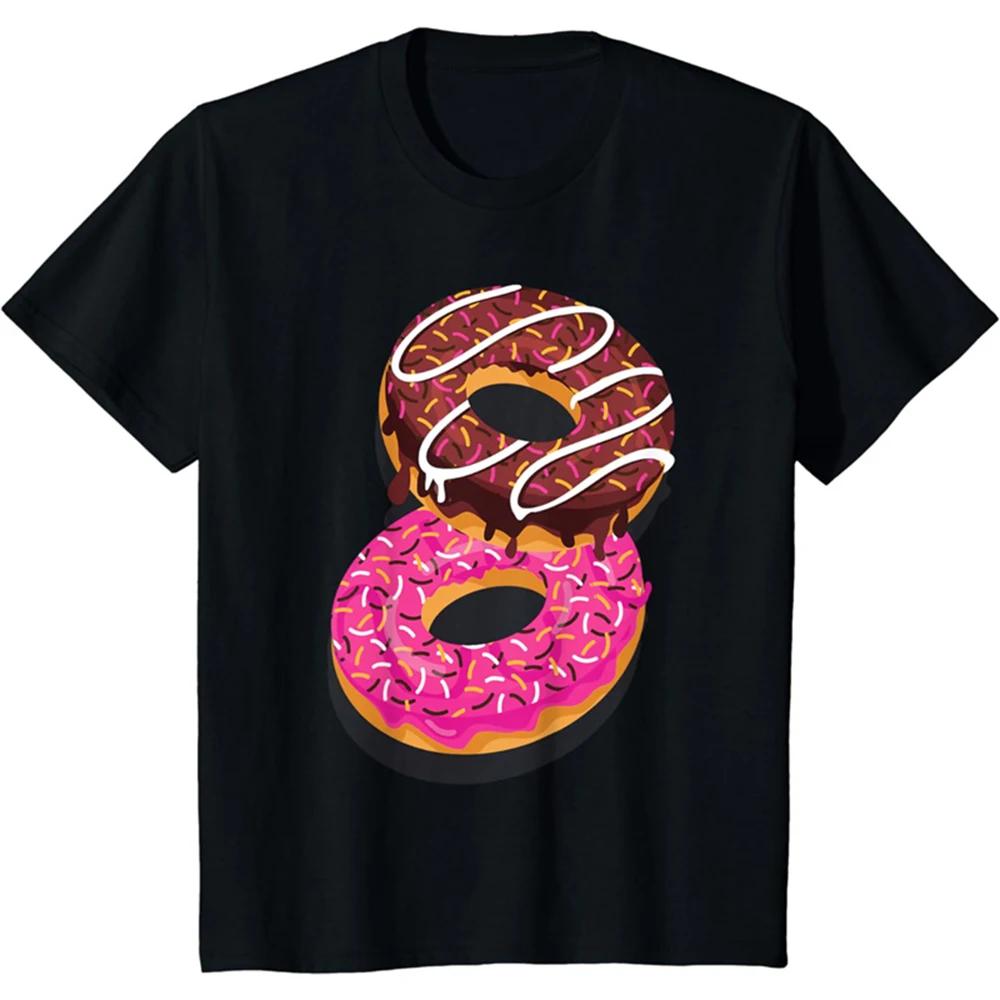 Casual Donuts Cartoon Graphic T Shirt for  Clothing Fashion  Print Doughnut Short Sleeve T-shirt Loungewear Pajama  Tops