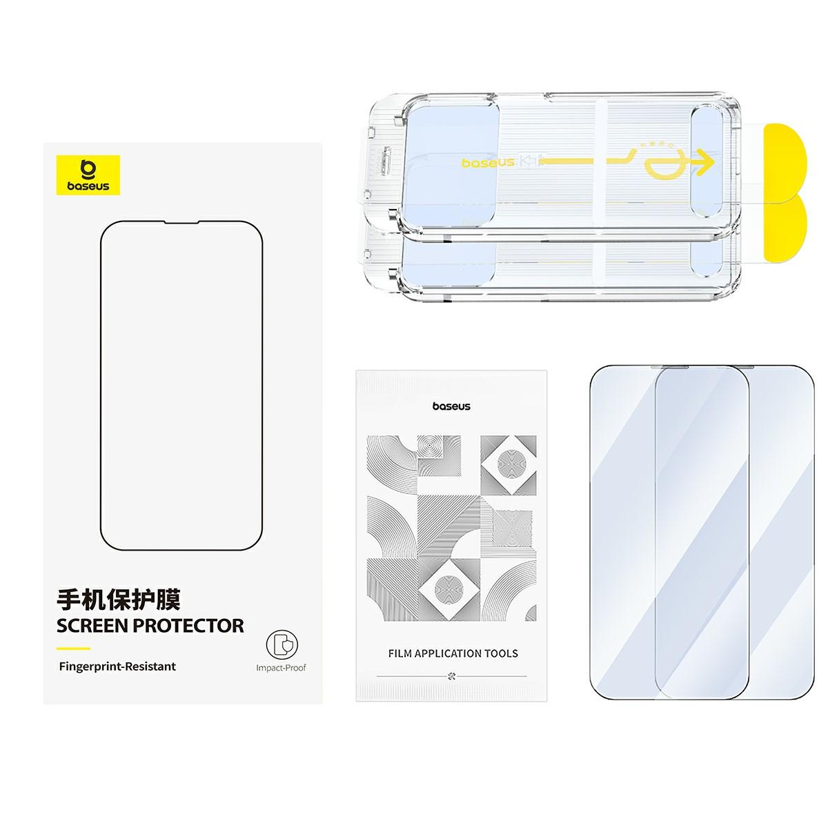 

BASEUS Crystalline Series 2Pcs For iPhone 16 Plus/15 Plus Anti-Blue-Ray Screen Film Tempered Glass Screen Protector As Shown A
