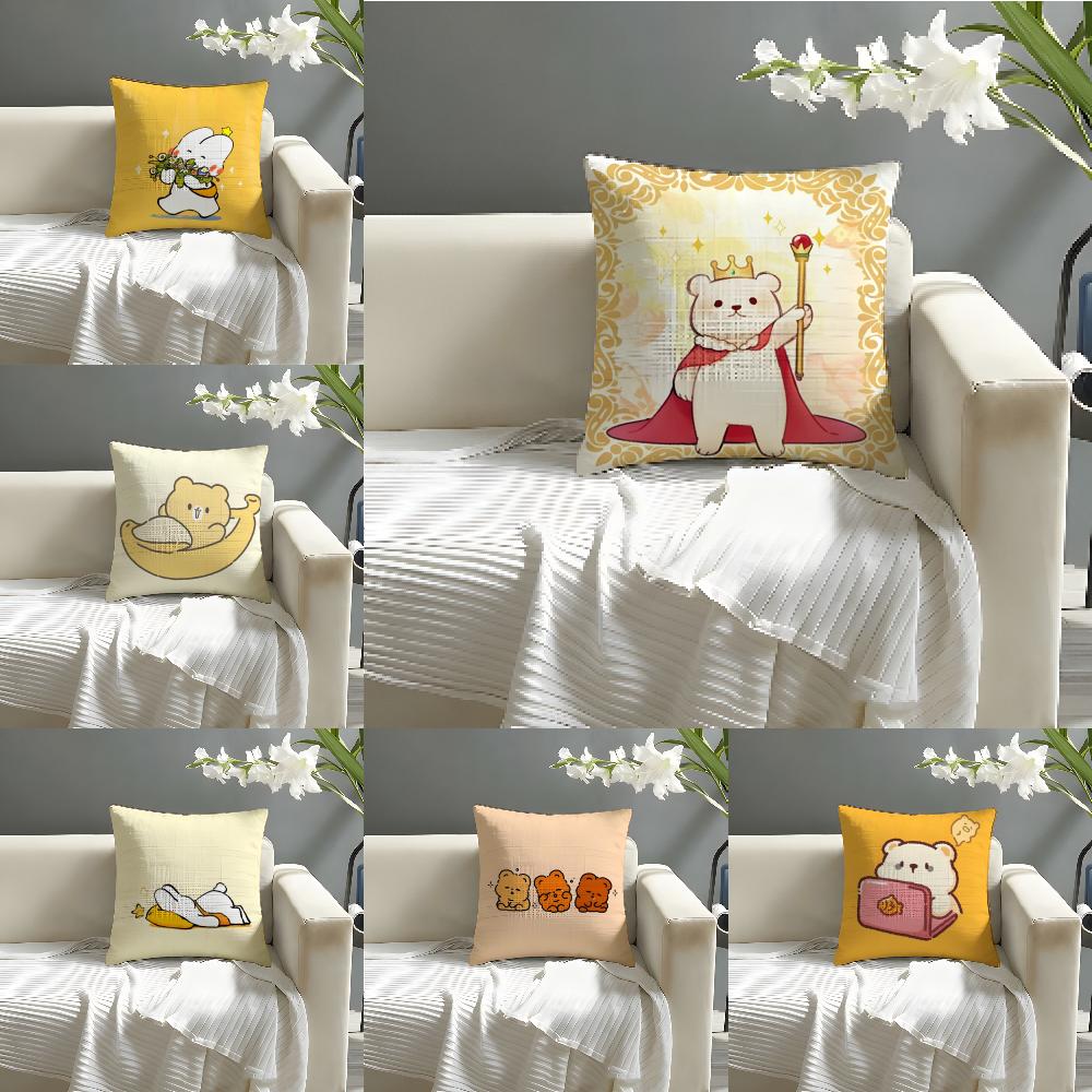 2 Cute Sleeping Polar Bear Cartoon Pattern Pillow Case Home Living Room Decoration Linen Pillowcover Pillow Cases Cushion Cover