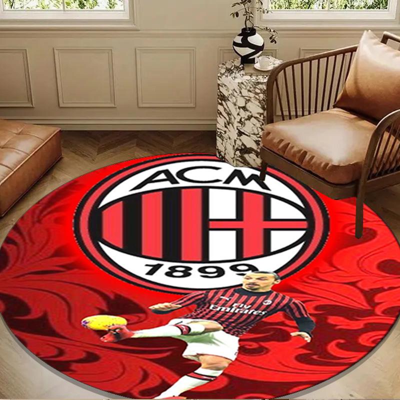 Ac Football Club Round Rug for Livingroom,Bedroom, Palyroom, Chair Rug, Area rug, Circle Carpet, Large Size Fan Christmas gift