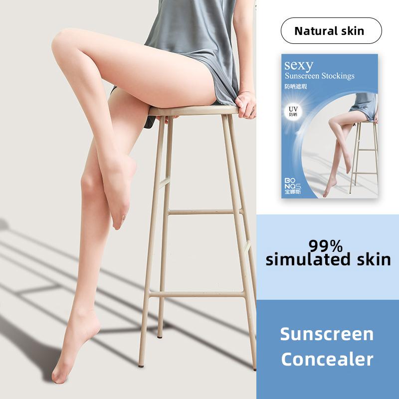 

Summer Ultra Thin Uv Sunscreen Tights For Women Anti-Snagging Concealer Socks Bare And Leg No Gear Drops Pantyhose Sheer Medias L