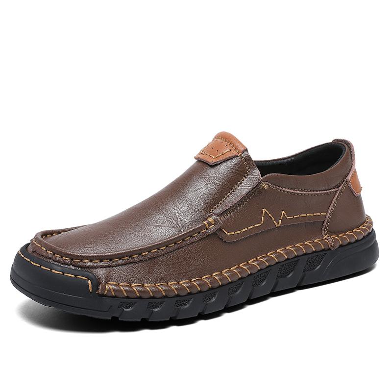 Fashion New Handmade Leather Men Shoes Casual Comfortable Men Slip On Leather Loafers Men Flats Hot Sale Moccasins Tooling Shoes Man
