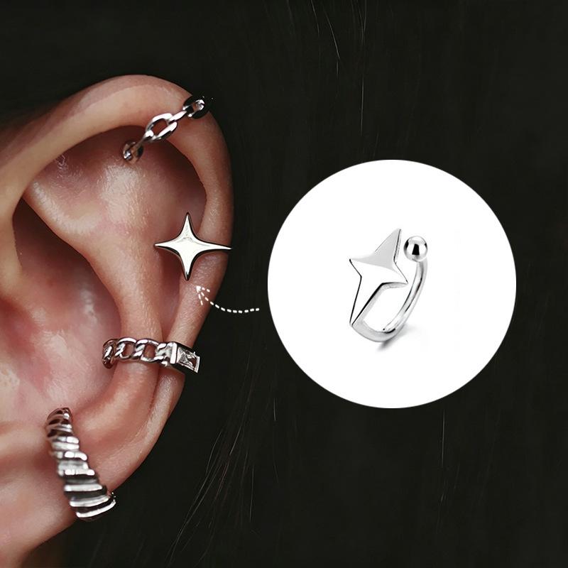 Luxurious Zircon Wave Cross Non-Pierced Ear Clips with Full Diamond Design for Women