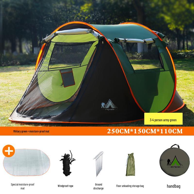 Automatic Pop-Up Tent for 3-4 People - Portable, Foldable, Ideal for Beach or Camping