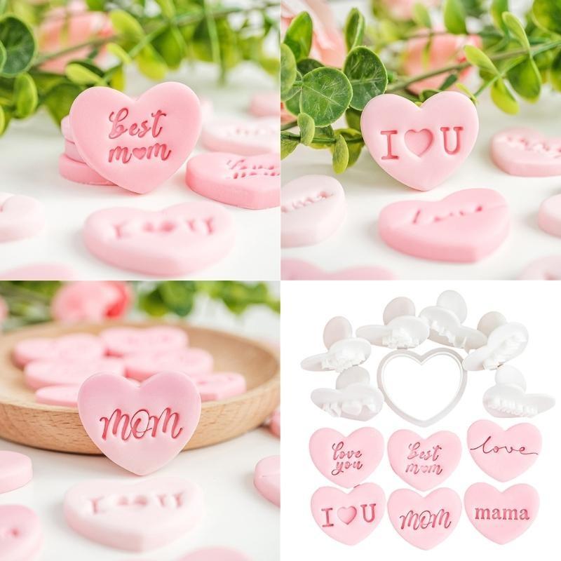 7 Stück Liebliches Herz Ausstecher Set Kekse Stempelformen Für Muttertag Backen