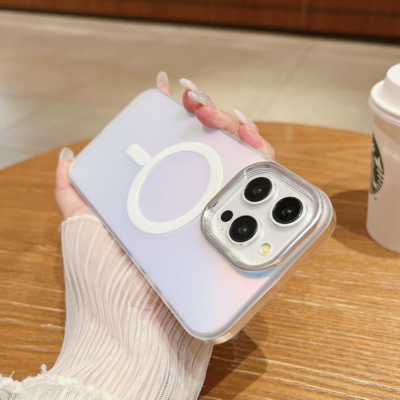 For Iphone 15 14 13 12 Pro Max Shockproof Wireless Charge For Magsafe Magnetic Slim Pc Hybird Tpu Plain Color Phone Case Cover