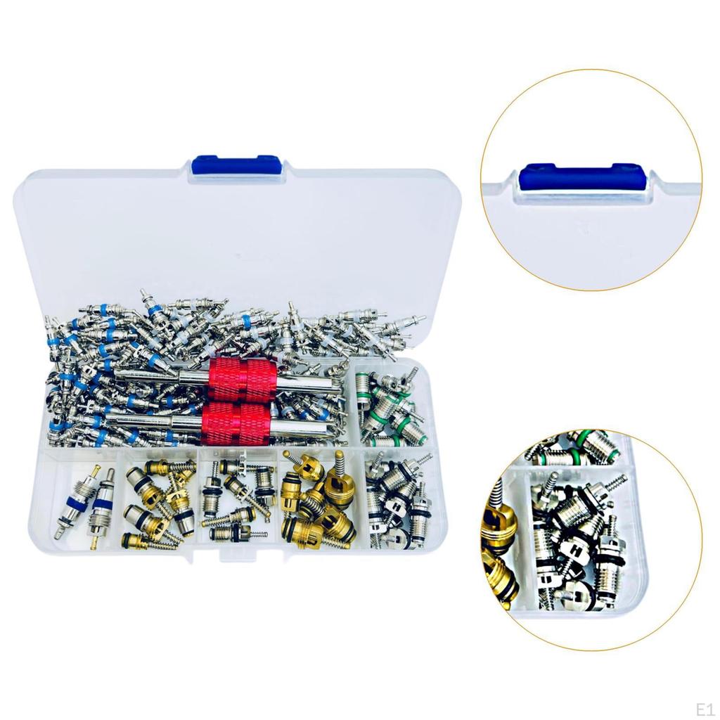 110 Pieces Air Conditioning Valve Core Accessories Kit Refrigeration System Sturdy Replacement Part