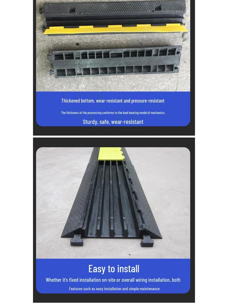 PVC Cable Trunking Board - Indoor/Outdoor Floor Duct Cover & Wire Protection Channel with Rubber Speed Bump
