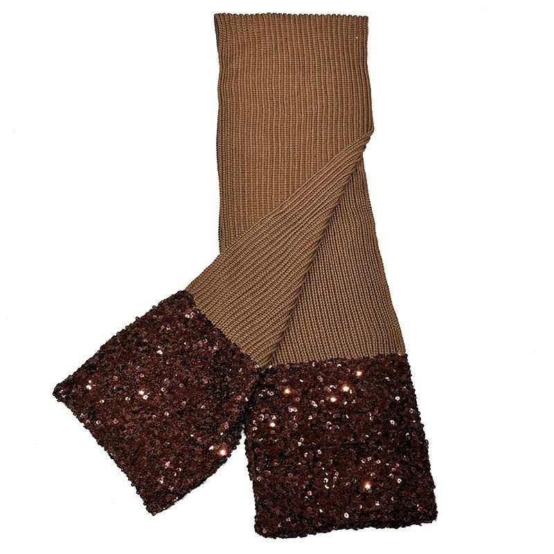 Pure cotton autumn and winter new scarf female high-end designer brand cotton sequined versatile knitted scarf
