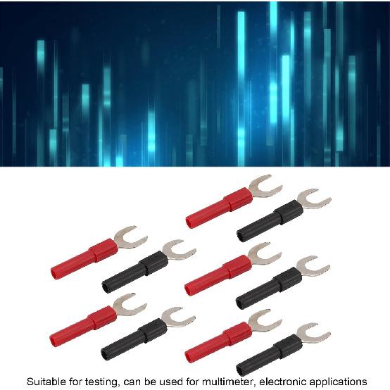 10pcs Y Spade Plug, Red Black Plated U Fork Spade Connector with 4mm Jack Copper Banana Socket for Multimeters Electronic Applications, Support 30V