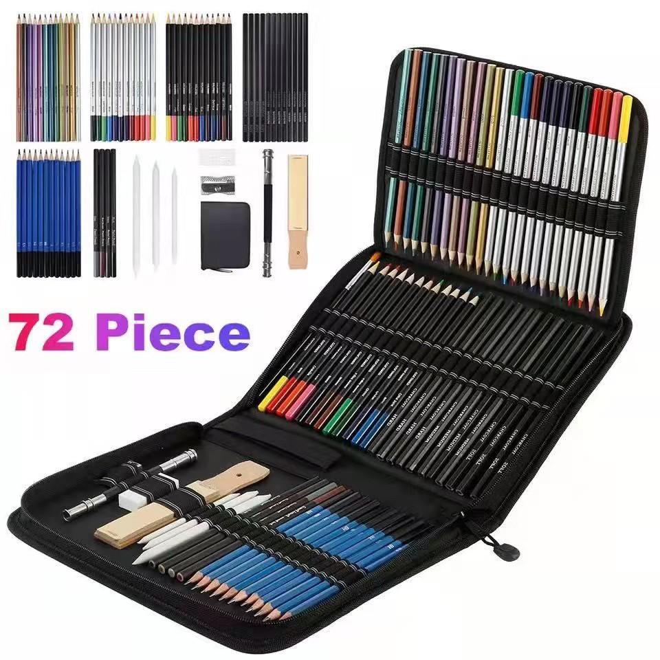Color Pencil Set Multifunctional 72-color Painting Set Including Sketch/Water-soluble/Metallic Color Lead Custom Colored Pencils 8b чёрный