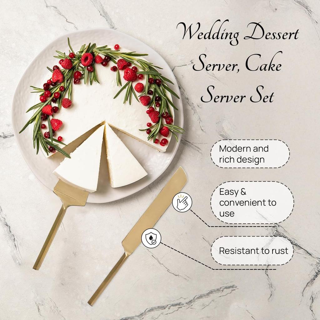 Набор лопаток для торта (2 шт), Golden Stainless Steel Cake Server Set of 2,  Nestroots