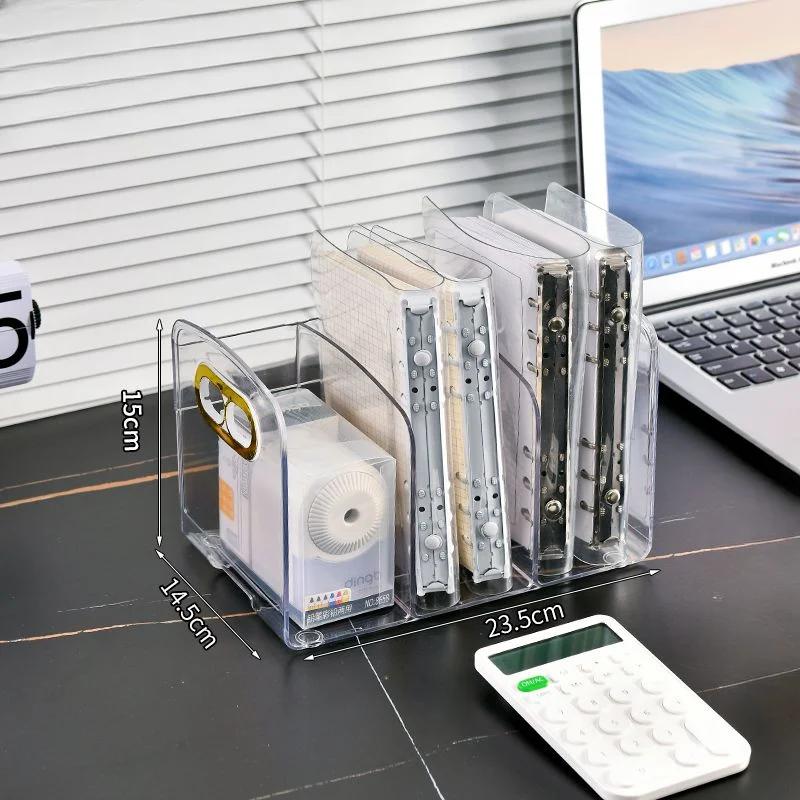 Acrylic Book Storage Rack with Box Portable Transparent Thicken Anti-slip Base Student Stationery Organizer Storage Home Items